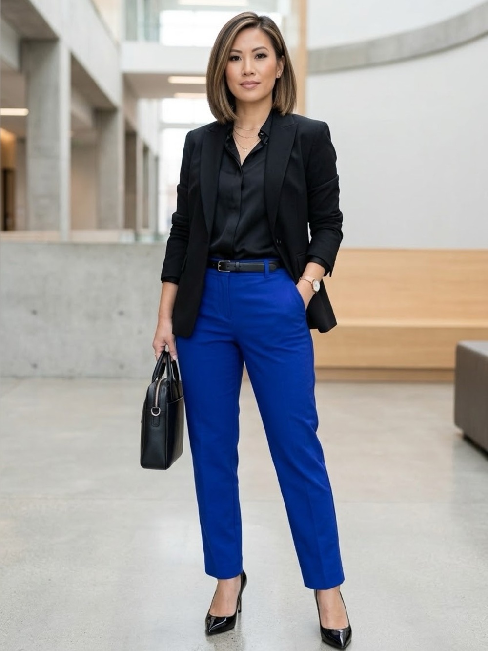 Worthington Cobalt Blue Slim Fit Trousers Dress Pants Petite 12P